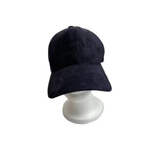 OLIVE & PIQUE Navy Blue Suede Alexa Dad Cap One Size Womens Adjustable Leather